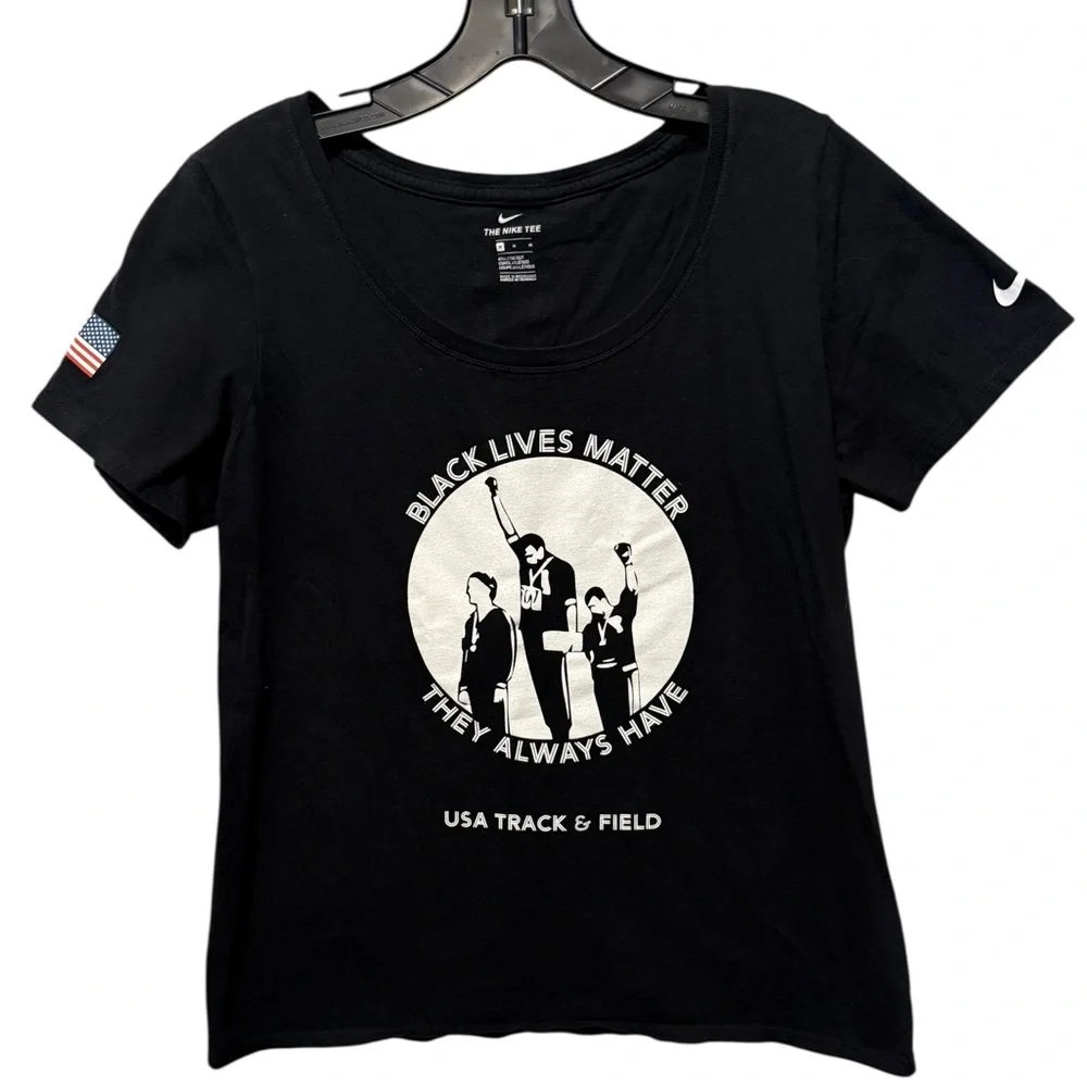 Nike OLYMPIC Track & Field BLM T Shirt‎ BLACK TRACK-TOWN